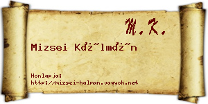 Mizsei Kálmán névjegykártya